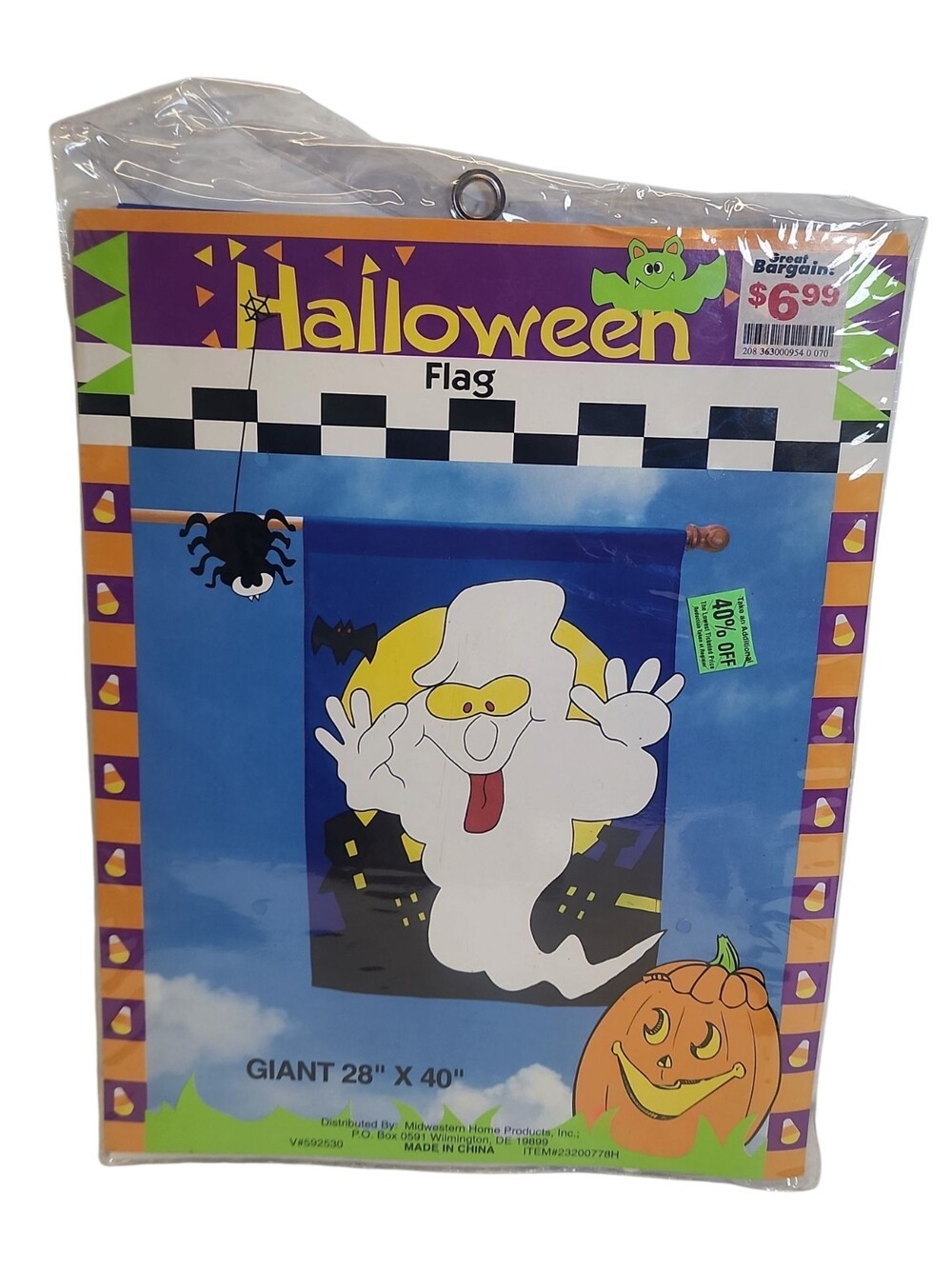 Vintage Halloween Flag Ghost 28"x 40"